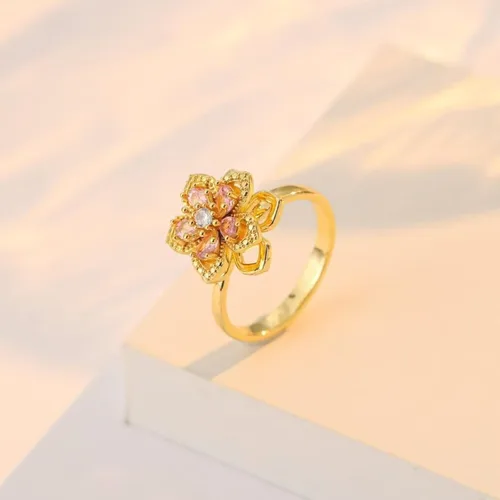 Vista 14 de Sunflower Ring Spinning Fidget Rings for Anxiety Open Adjustable Spinner Sun Ring Creative Relieving Stress Rotating Jewelry