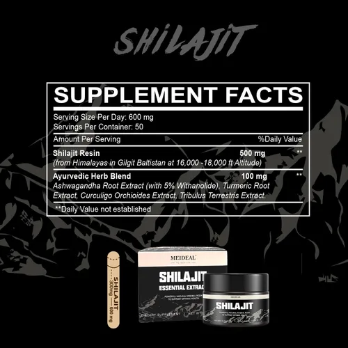 Vista 5 de Shilajit - Resina Shilajit orgánica pura del Himalaya, resina Shilajit natural con ácido fúlvico, más de 85 oligominerales, mezcla ayurvédica