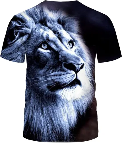 Vista 2 de Camiseta de manga corta para hombre dominante 3D Animal Lion