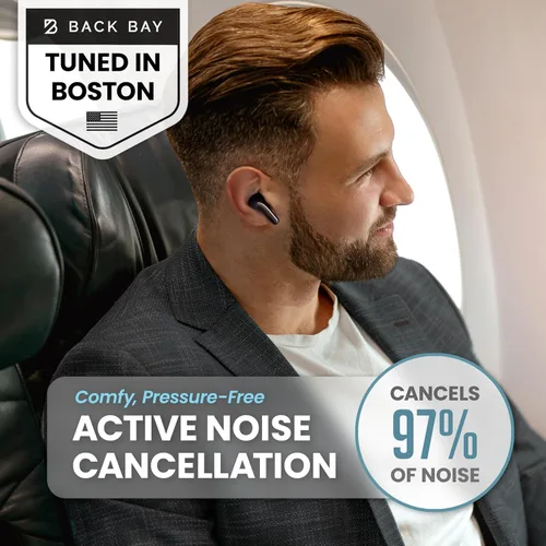 Vista 2 de Back Bay Audio - Auriculares inalámbricos con cancelación de ruido, ANC prémium Deep Noise Cancelling Earpods, Bluetooth 5.4 Ear Buds, iPhone and