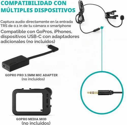 Vista 6 de Movo ACM400 Micrófono omnidireccional de cuello de ganso flexible para Motovlogging, micrófono de casco para cámara de acción Moto Vlog - Micrófono