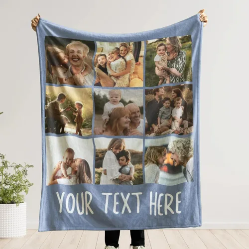 Vista 2 de UrbanNEST Mantas personalizadas para abuela de nietos, manta de abuela con nombres de nietos, manta de fotos para el día de la madre, regalos
