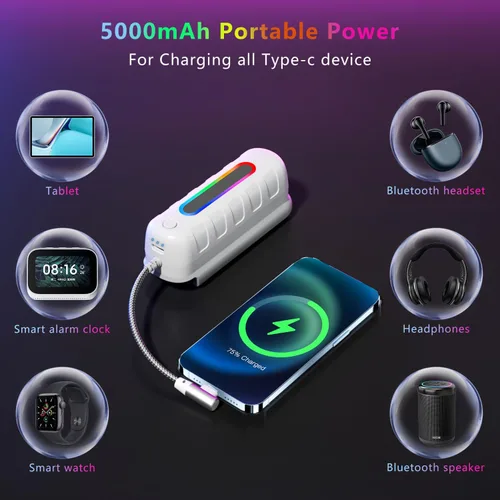 Vista 25 de Saqico Battery Pack for Oculus Quest 2/3/3S, 5000mAh Extended Power with Multi-Colors RGB Lights, Lightweight and Portable VR Extend Power