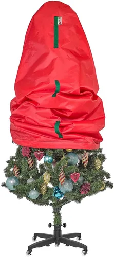 Vista 15 de Bolsa de almacenamiento vertical para árbol de Navidad - Se adapta a árboles artificiales de 7 pies y árboles topiarios de Navidad, cubierta Verde