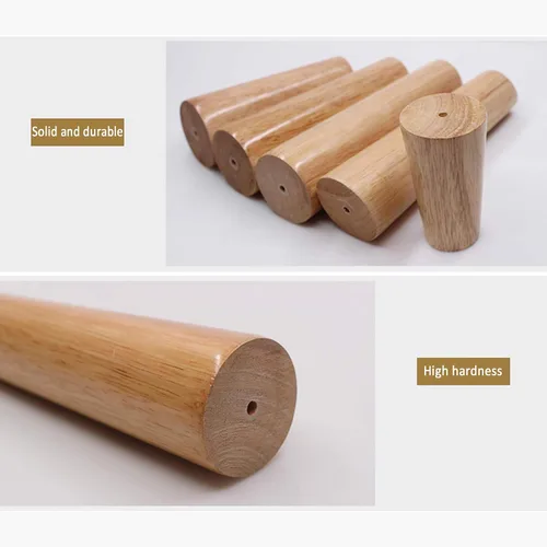 Vista 6 de Patas de madera maciza de roble barniz, patas rectas, patas de mesa de café, 2.4 – 27.6 in, para tocador, armario, con placa de montaje, tornillos