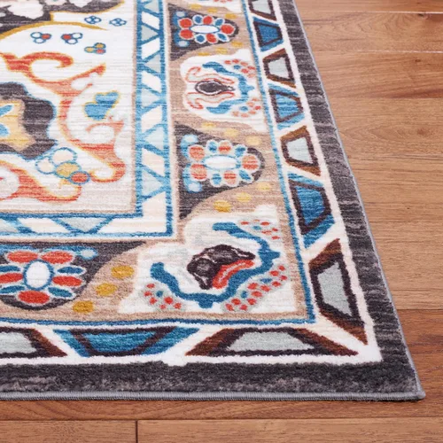 Vista 7 de SAFAVIEH Riviera Collection - Alfombra lavable de 2 pies 2 pulgadas x 9 pies, beige y carbón, antideslizante y fácil de limpiar, ideal para sala