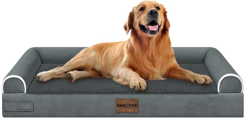 Vista 32 de NANUYA - Cama ortopédica para perros de tamaño mediano/grande, lavable: Camas con almohada para perros de tamaño mediano/grande, sofá de espuma