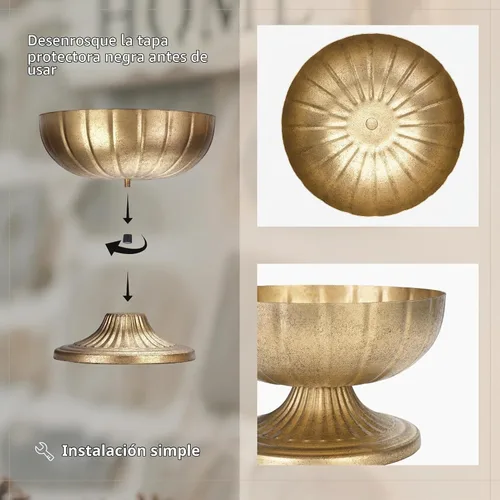 Vista 9 de NUPTIO Jarrones Dorados Desgastados para Centros de Mesa: Jarrones de Compota de Latón Rústicos para Flores - Decoración de Cuenco con Pedestal
