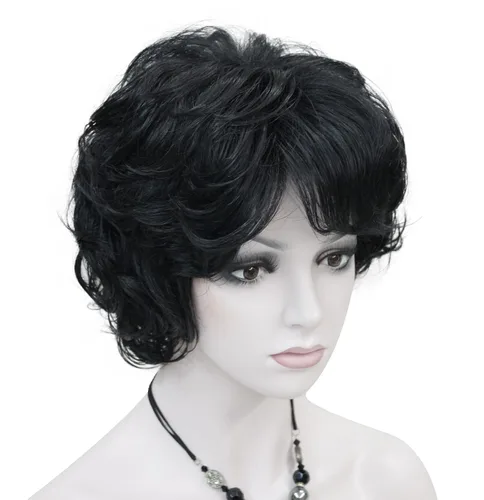 Vista 20 de Lydell Pelucas cortas y onduladas de 6 pulgadas, cabello sintético completo, estilo clásico (12TT26 marrón claro con reflejos)