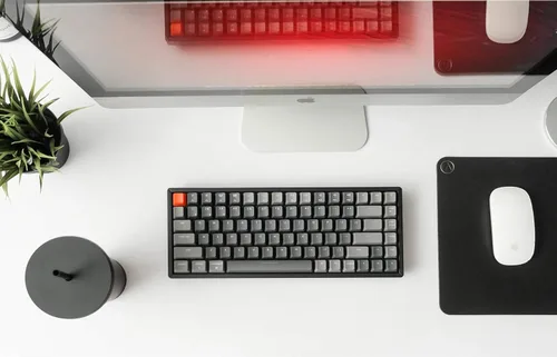 Vista 6 de Keychron Teclado mecánico inalámbrico K2 versión 2, con cable BluetoothUSB, compacto, 84 teclas RGB LED retroiluminado marco de aluminio para Mac