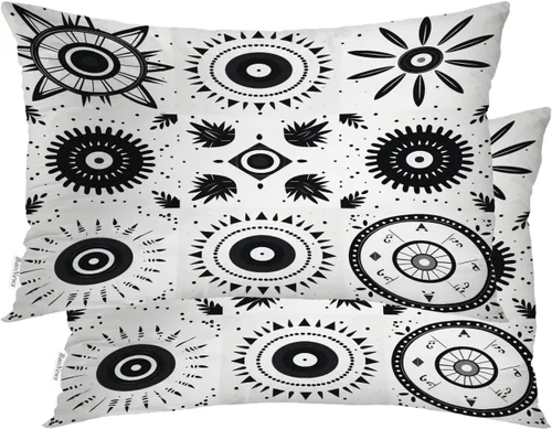 Vista 59 de Geometric Patterns Throw Pillow Covers, Black and White Designs Cushion Cases Digital Blended Hidden Zipperl Decorative Pillow Covers Square 16X16