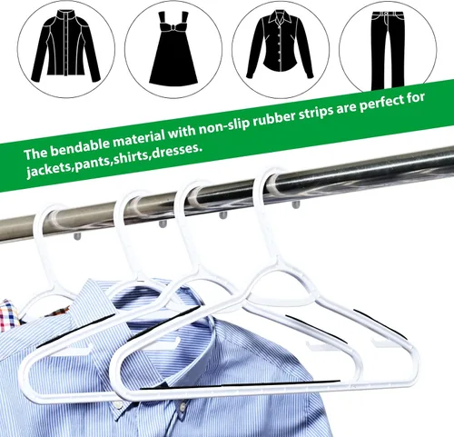 Vista 7 de Paquete de 30 perchas de plástico flexibles, ligeras, antideslizantes, perchas para ropa y trajes (negro)