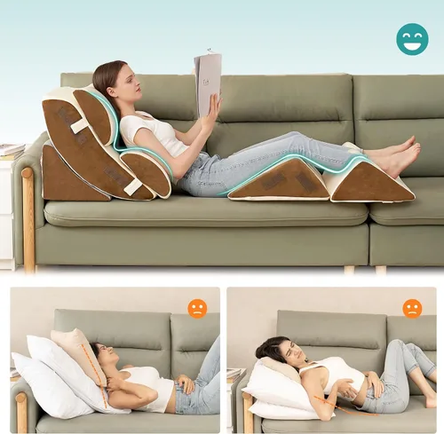 Vista 7 de Hansleep Juego de 6 almohadas ortopédicas de cuña para dormir, juego de almohadas postoperatorias ajustables para aliviar el dolor corporal, espalda