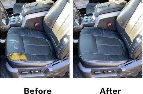 Vista 2 de Priprilod Funda de asiento de repuesto perforada de cuero negro compatible con Ford F250 F350 F450 F550 Lariat 2011 2012 2013 2014 2015 2016