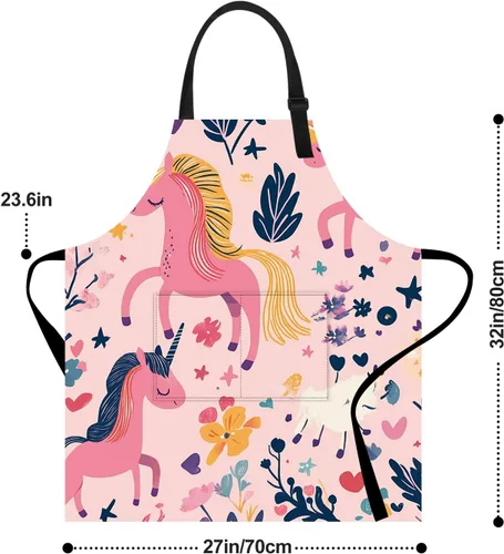 Vista 3 de Delantal de cocina para el hogar, cocina, horneado, jardinería, para mujeres y hombres, con bolsillos, delantal impermeable, 32 x 28 pulgadas
