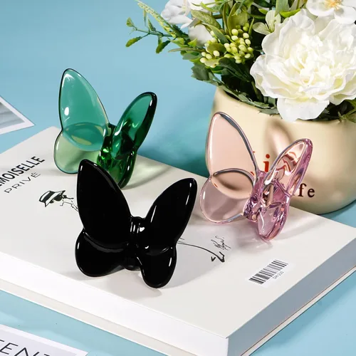 Vista 4 de Lioaeust Estatuas de Mariposa de Cristal, Figura de Mariposa Voladora Decoración de Mariposa de Cristal de Vidrio Tallado Estatua de Animal