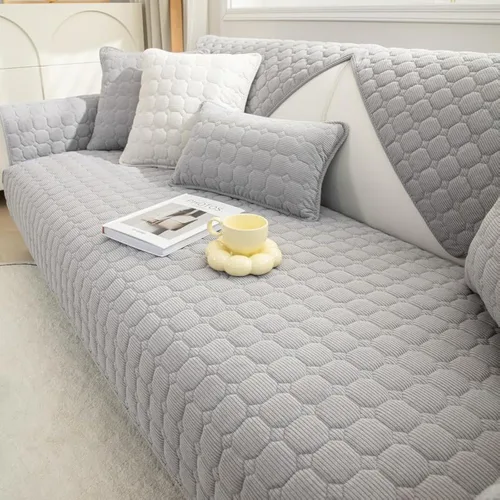 Vista 5 de JIAN YA NA Funda para Sofá Seccional, Divertida Funda de Chenilla Difusa para Sofá, Protector de Muebles Antideslizante para Mascotas y Niños, Sofá