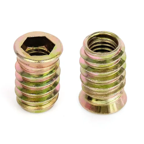 Vista 5 de 40 piezas de insertos roscados de 3/8"-16 x 25mm para muebles de madera, insertos de tuerca atornillables, conector de sujetador de perno roscado