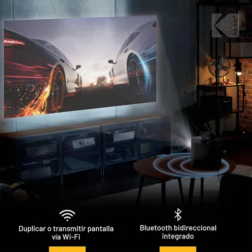 Vista 4 de KODAK FLIK HD9 Proyector inteligente, Android TV, 1080p, WiFi, negro