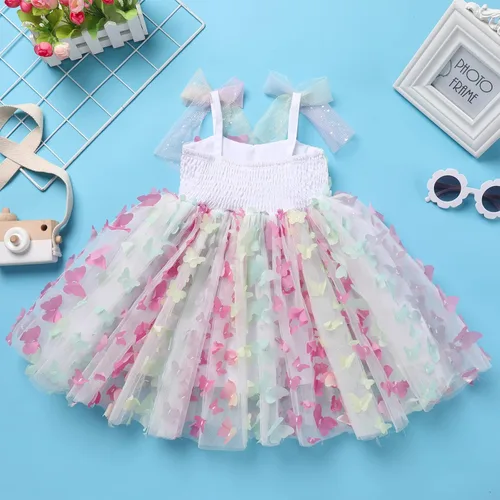 Vista 4 de Vestido de cumpleaños para niña, sin mangas, tirantes delgados, vestido de tutú de princesa, vestido de tutú para fiesta de tartas, sesión de fotos