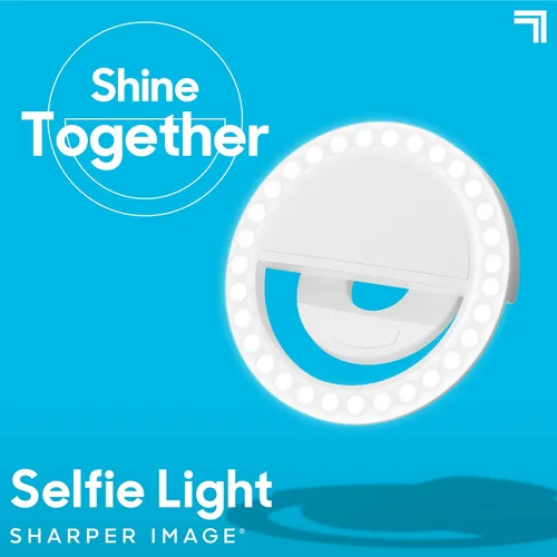 Vista 2 de SHARPER IMAGE Anillo de luz recargable con clip para selfie de 32 LED, uso multifuncional con 3 niveles de brillo ajustables, mejora las fotos