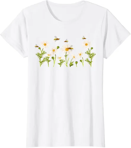 Vista 19 de Marguerites Daisy - Camiseta de verano con margaritas de jardín de flores, Negro, S