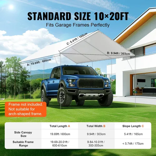 Vista 115 de VEVOR Cobertizo Tienda de Almacenamiento Exterior Portátil Resistente de 6 x 8 x 7 pies, Refugio de Cochera Garaje Impermeable con Puerta Enrollable