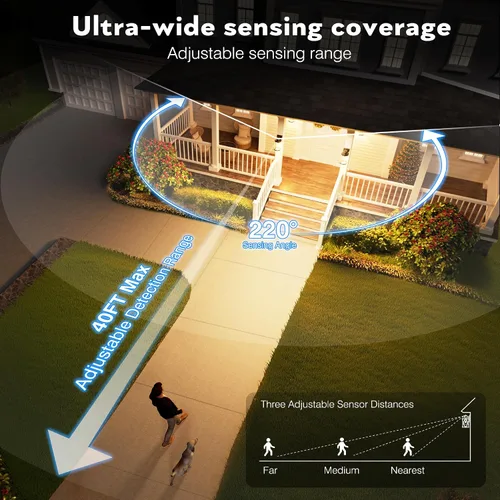 Vista 4 de VIANIS Luces de porche con sensor de movimiento de atardecer a amanecer, accesorios de luz de porche exteriores modernos en negro, lámpara de pared