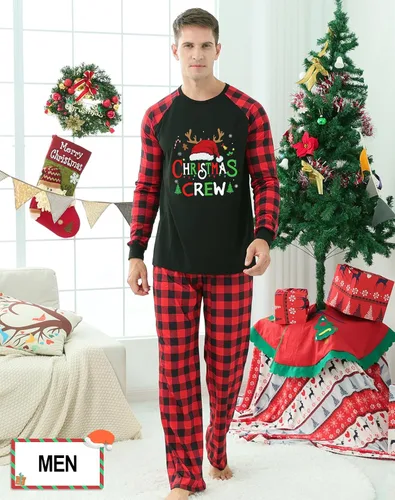 Vista 4 de Pijamas de Navidad para la familia, conjunto de pijamas de Navidad familiares 2023, divertidos pijamas familiares de Navidad para mujeres, hombres