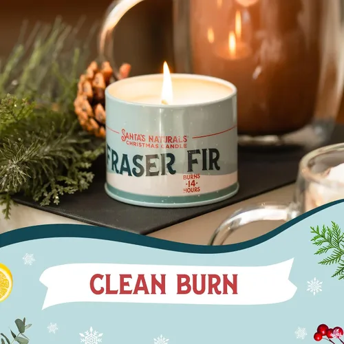Vista 3 de Santa's Naturals Paquete de Velas Mini de Navidad, Abeto Fraser, Aromas de Bayas de Invierno y Caída de Nieve, Cera de Soja y Cera de Abeja, 14