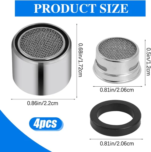 Vista 2 de 4 piezas de filtro de fregadero de baño aireador de grifo de cocina con carcasa de latón rosca hembra 55/64 pulgadas aireador para fregadero filtro
