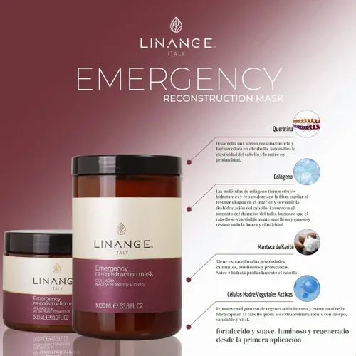 Vista 4 de LINANGE Máscara de reconstrucción de emergencia para cabello muy dañado, tratamiento nutritivo para el cabello, 33.8 onzas