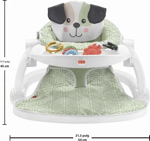 Vista 6 de Fisher-Price Silla portátil para bebé Sit-Me-Up con bandeja para bocadillos y juguetes de desarrollo, Perfección de cachorro