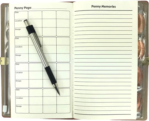 Vista 3 de Pennybandz El Penny Journal tiene capacidad para 146 monedas, el libro definitivo de colección de centavos de recuerdo para tu colección de monedas