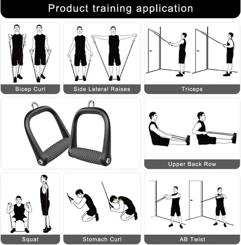 Vista 8 de BeneLabel Accesorio de cable con mango en D, accesorios de cable para gimnasio, agarre antideslizante y cómodo, mango de aleación de aluminio