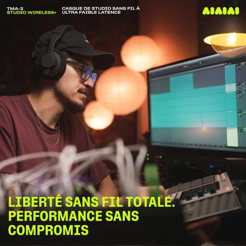 Vista 3 de AIAIAI TMA-2 Studio Wireless+ Auriculares sobre oreja, tecnología W+ Link, construcción totalmente modular, audio inalámbrico sin comprimir, cojines