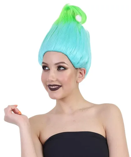 Vista 4 de Peluca unisex para adultos, color verde azulado, recta, para cosplay, pelo sintético de fibra suave, perfecta para tu próximo festival y fiesta