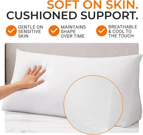 Vista 2 de Cheer Collection - Almohada en forma de cuña, supercómoda y de tela suave, para leer o elevar la cama