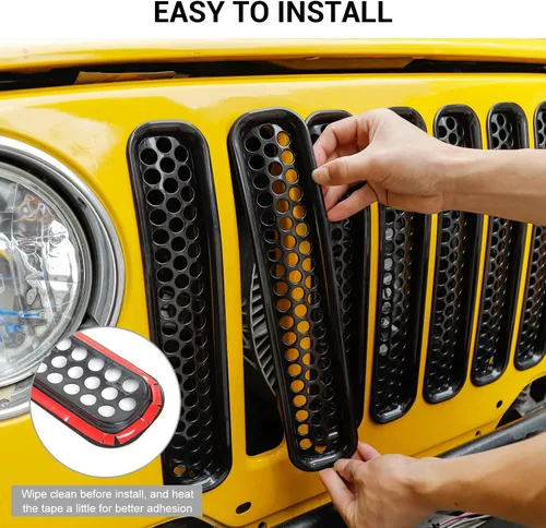 Vista 6 de JeCar para Jeep TJ Grill Inserts, Insertos de rejilla de malla para Jeep Wrangler TJ 1997-2006 (negro)