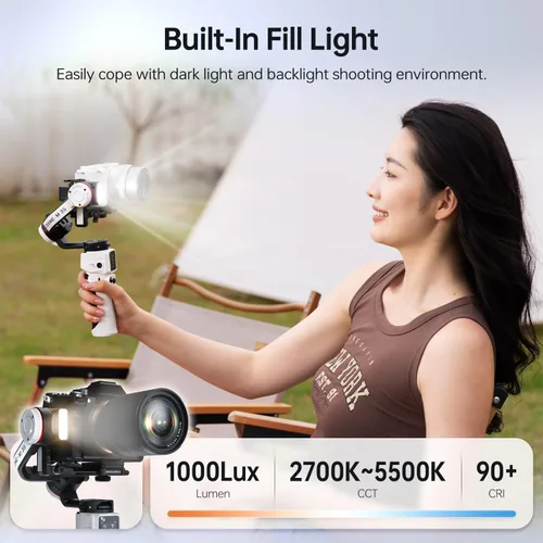 Vista 4 de Zhiyun Crane M3S Combo Gimbal Stabilizer for Cameras, Built-in Fill Light, Bluetooth Control, Vertical Shooting, Compatible with Mirrorless Cameras