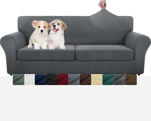 Vista 16 de MAXIJIN 2 piezas de fundas para silla con brazos, funda para silla de sofá para sala de estar, funda elástica para perros para una silla con 1 cojín