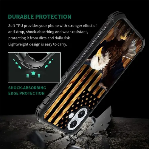 Vista 71 de Funda compatible con iPhone 8, a prueba de golpes, antiarañazos, bandera de ciervos de cola blanca de grano de madera estadounidense