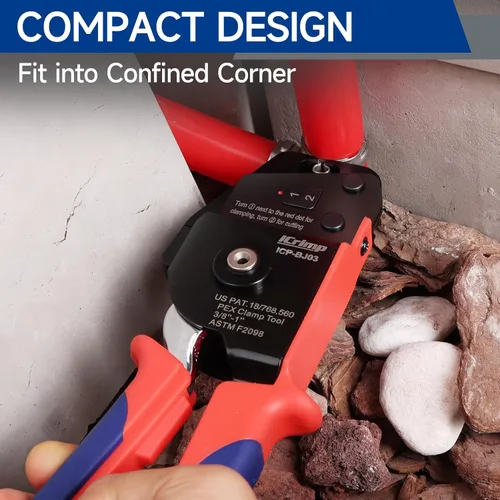 Vista 4 de iCrimp Kit de Herramienta de Pinza para Tubería PEX de Una Mano, Herramienta de Crimpado PEX con Función de Remoción para Anillos de Abrazadera