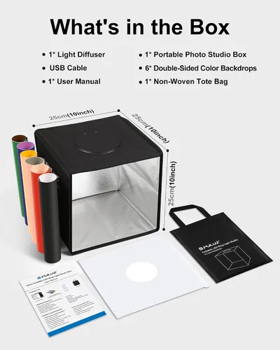 Vista 7 de Caja de luz de estudio fotográfico mini de Puluz, kit de tienda de fotos portátil, carpa plegable para fotografía con CRI >95, 104 luces LED y 6