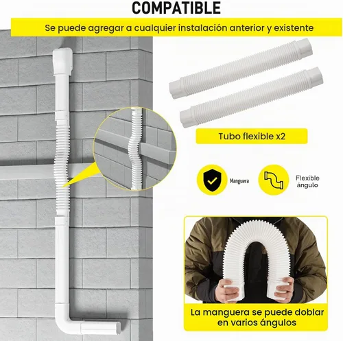 Vista 5 de DWALE Kit de cubierta decorativa de PVC de 3 pulgadas y 17 pies, mini cubierta de línea dividida, para aire acondicionado mini split sin conductos