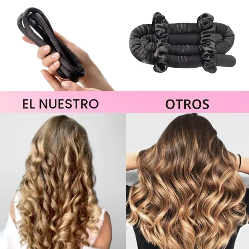 Vista 5 de Lanzhire Cintillo rizador sin calor para cabello largo y corto - Rizadores sin calor delgados para dormir (negro)