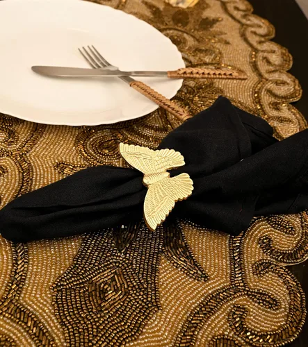Vista 2 de Juego de 12 servilleteros de mariposa dorados brillantes para decoración de dorado (Bright Gold)