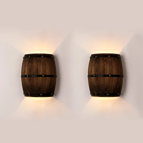 Vista 8 de 1 paquete de lámpara de pared de barril de vino de madera antigua