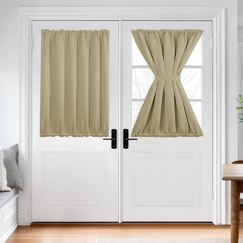 Vista 86 de Deconovo Cortinas opacas para puerta, bolsillo para cortinero y cortinas de bloqueo con aislamiento térmico para dormitorio, 137.16 x 189.2 cm, azul