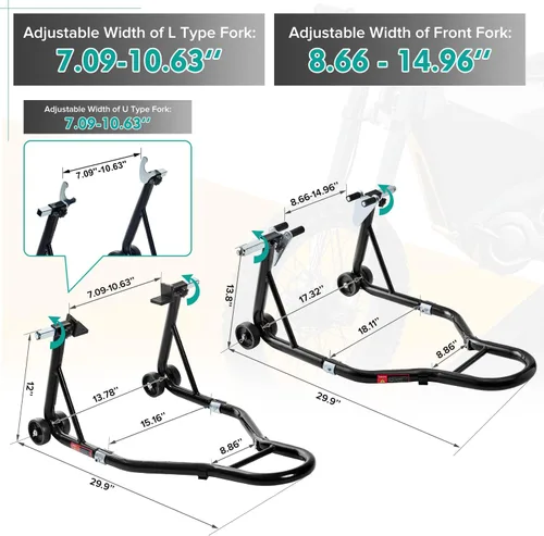 Vista 2 de Soporte para motocicleta, basculante delantero y trasero para bicicleta deportiva, 850 libras, U+L Fits BMW Yamaha Honda Kawasaki Suzuki